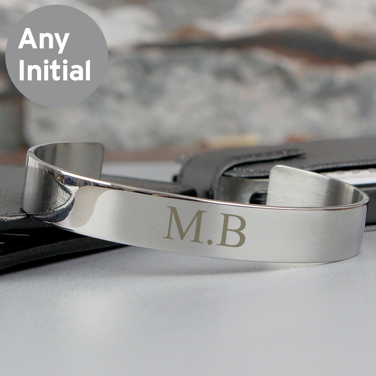 Personalised Initial Stainless Steel Bangle - MK&JD Gifts