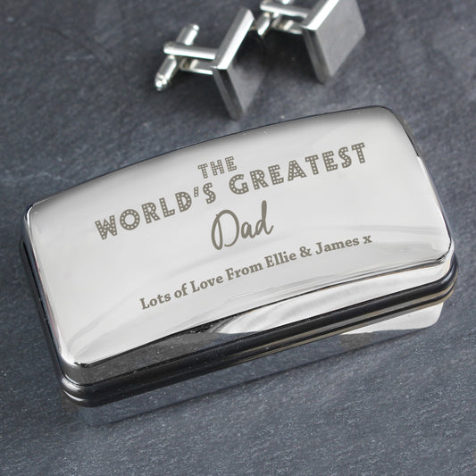 Personalised 'The World's Greatest' Cufflink Box - MK&JD Gifts