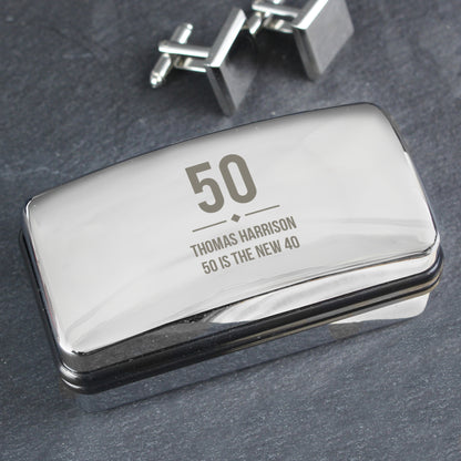 Personalised Birthday Big Age Cufflink Box - MK&JD Gifts
