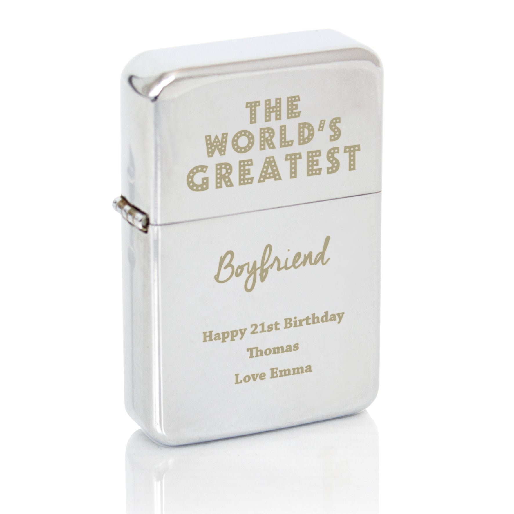 Personalised 'The World's Greatest' Silver Lighter - MK&JD Gifts
