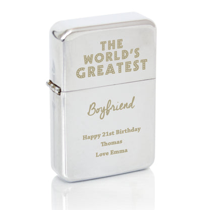 Personalised 'The World's Greatest' Silver Lighter - MK&JD Gifts