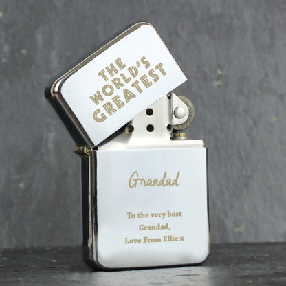 Personalised 'The World's Greatest' Silver Lighter - MK&JD Gifts
