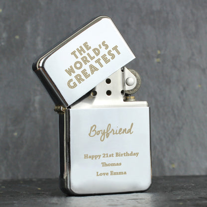 Personalised 'The World's Greatest' Silver Lighter - MK&JD Gifts