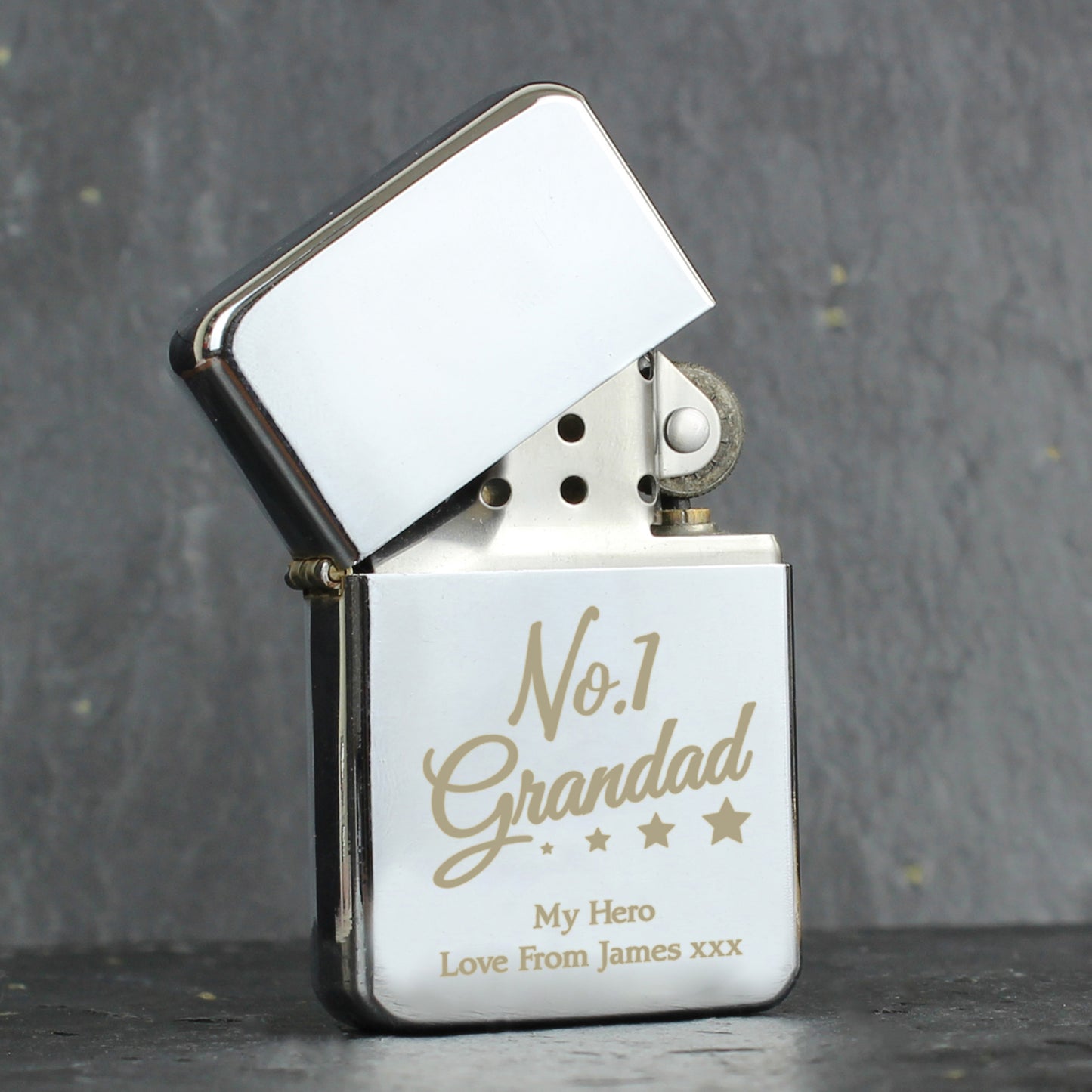 Personalised No.1 Grandad Silver Lighter - MK&JD Gifts