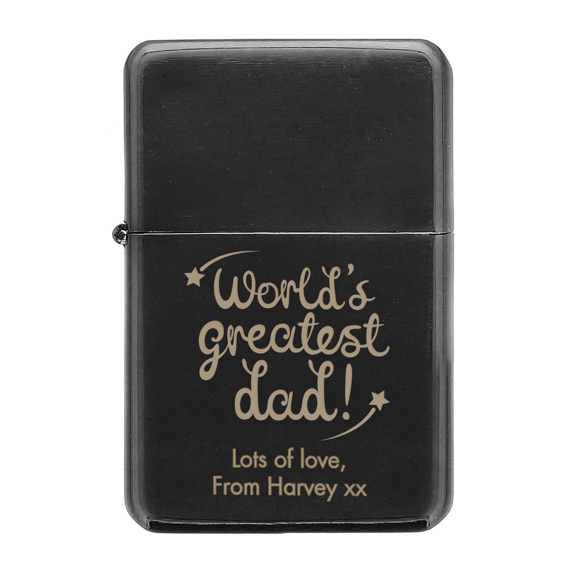Personalised 'World's Greatest Dad' Black Lighter - MK&JD Gifts