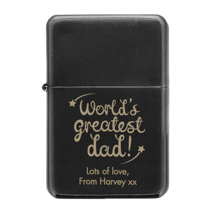Personalised 'World's Greatest Dad' Black Lighter - MK&JD Gifts