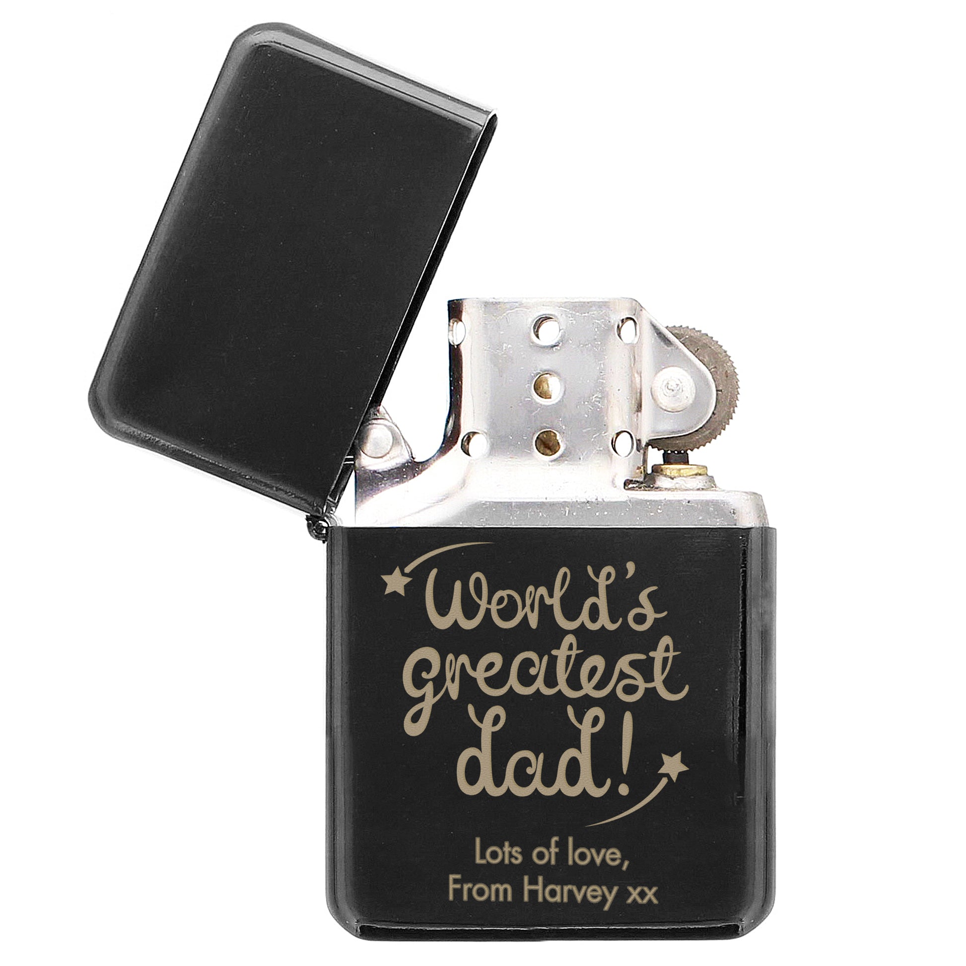 Personalised 'World's Greatest Dad' Black Lighter - MK&JD Gifts