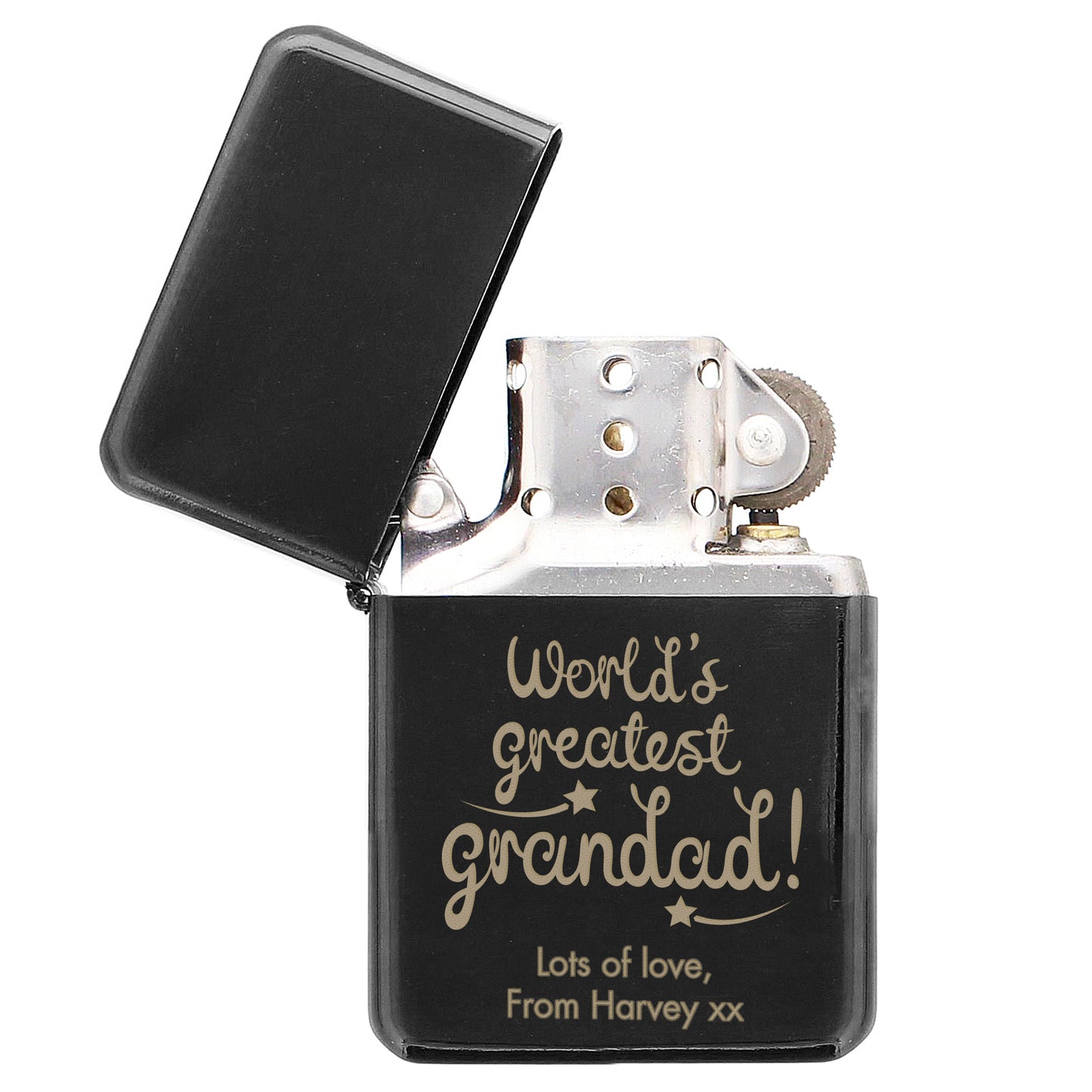 Personalised 'World's Greatest Grandad' Black Lighter - MK&JD Gifts