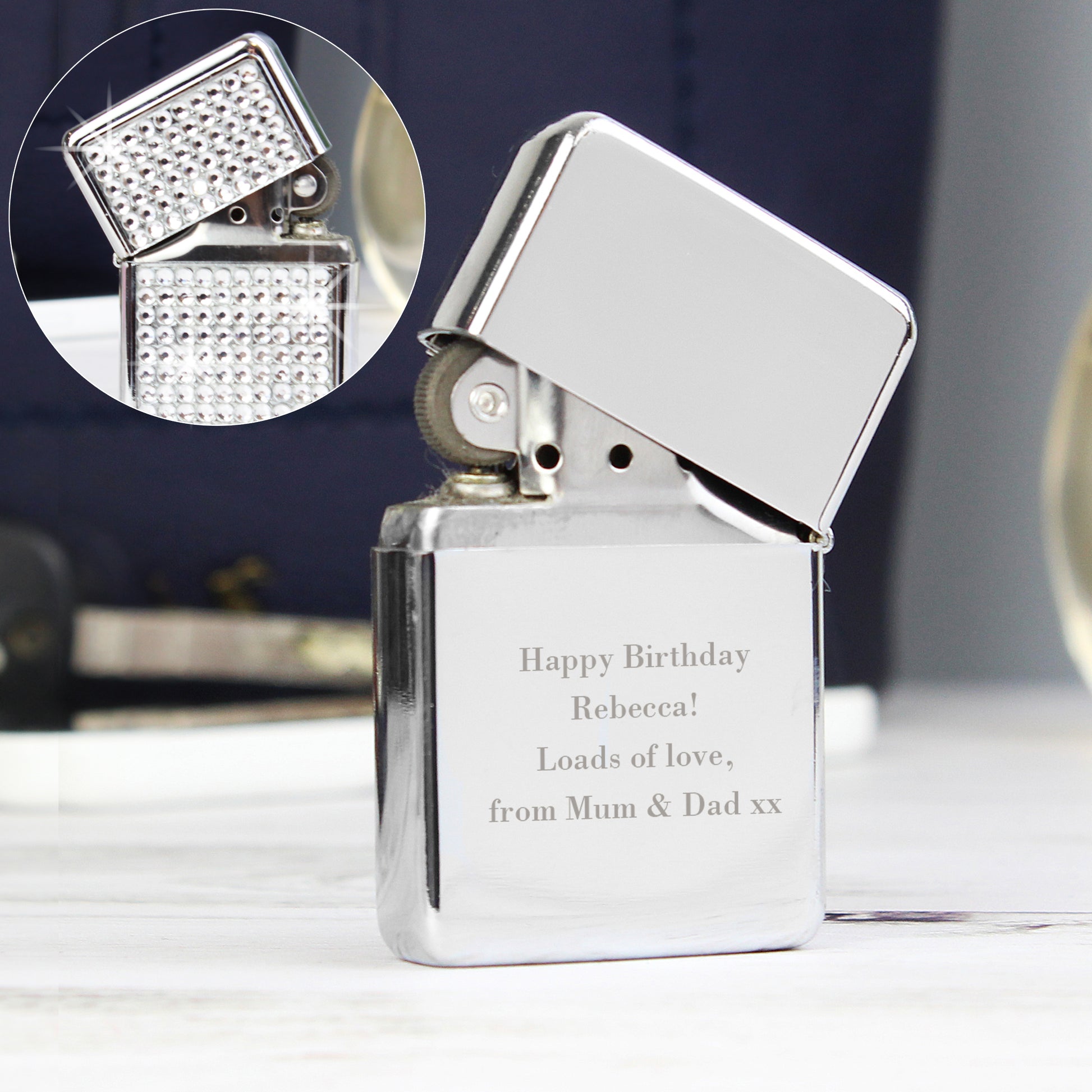 Personalised Any Message Diamante Lighter - MK&JD Gifts