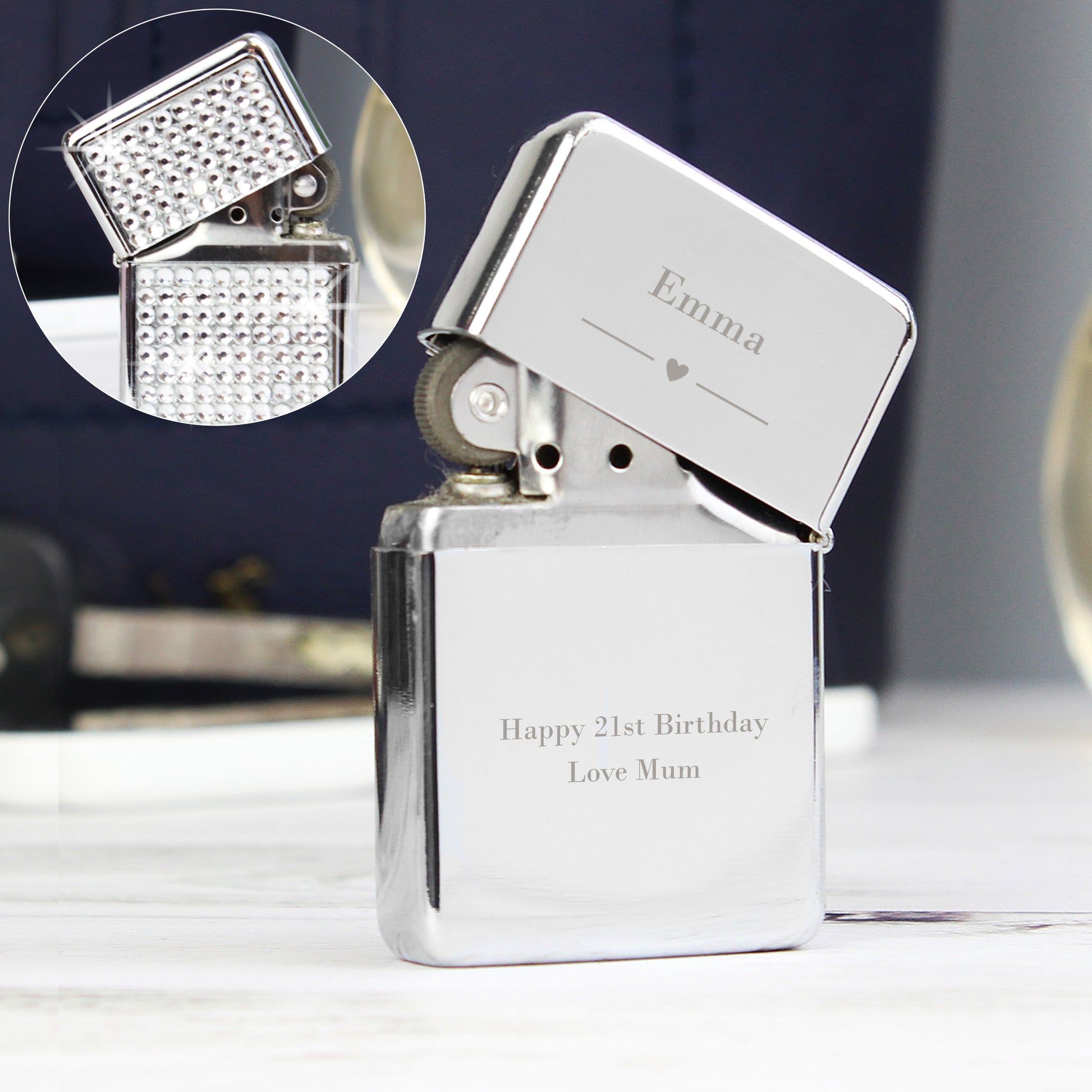 Personalised Decorative Heart Diamante Lighter - MK&JD Gifts