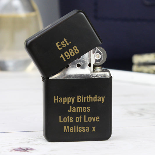 Personalised Black Lighter - MK&JD Gifts