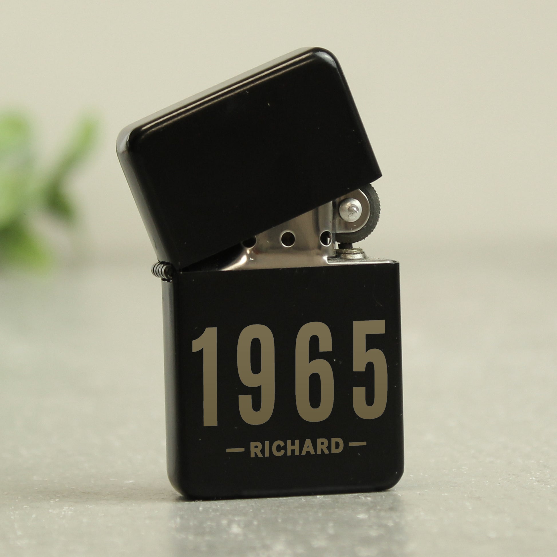 Personalised Date & Name Black Lighter - MK&JD Gifts