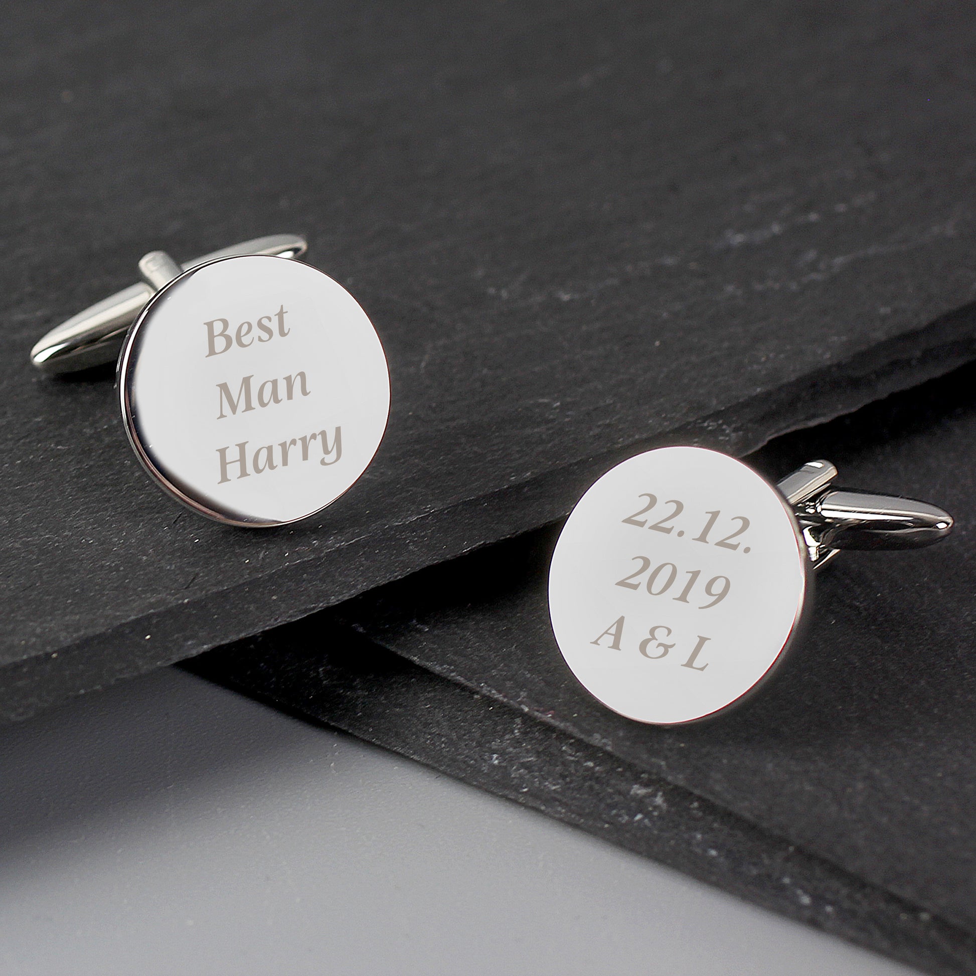 Personalised Any Message Round Cufflinks - MK&JD Gifts