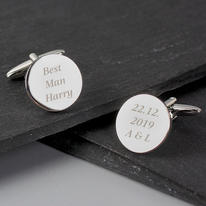 Personalised Any Message Round Cufflinks - MK&JD Gifts