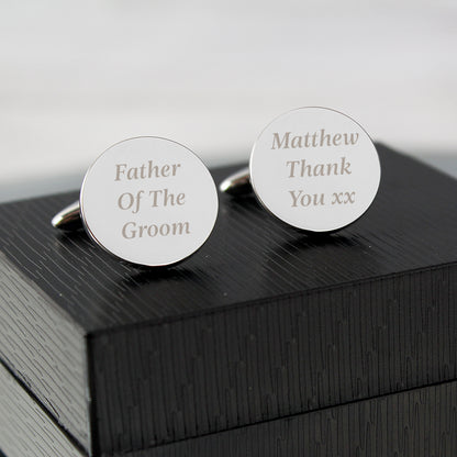Personalised Any Message Round Cufflinks - MK&JD Gifts