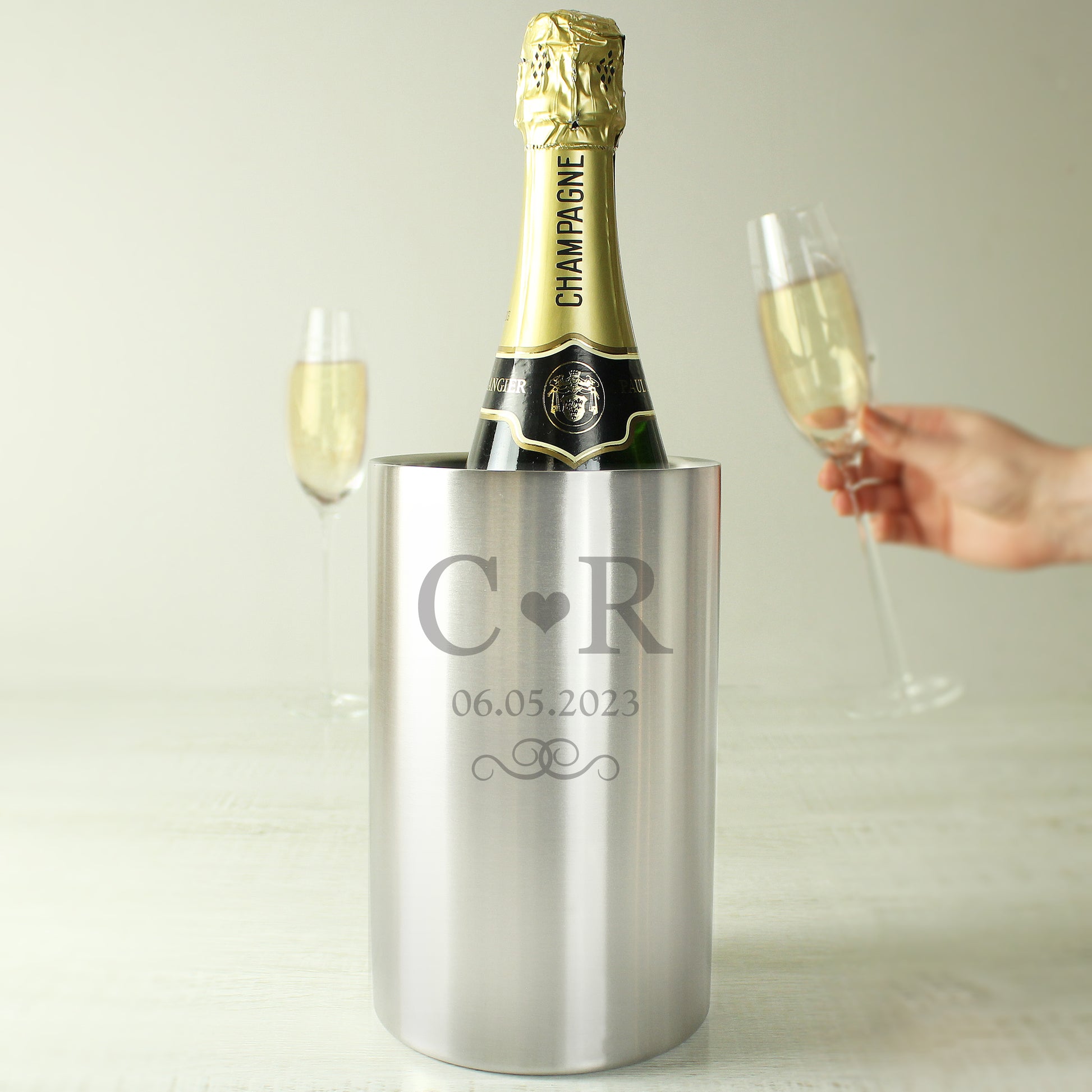 Personalised Monogram Stainless Steel Wine Cooler - MK&JD Gifts