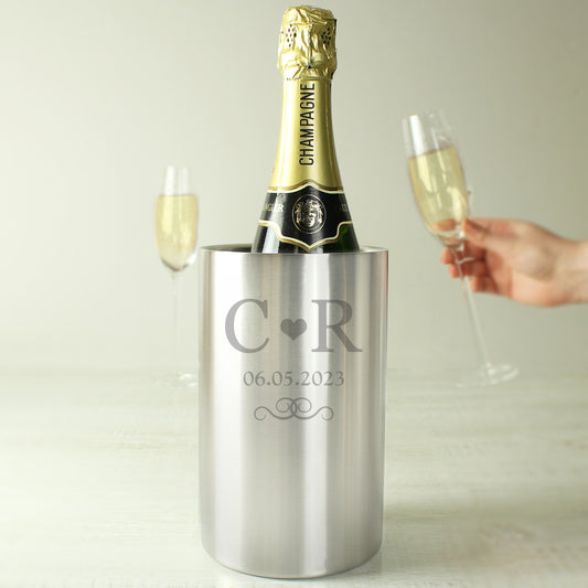 Personalised Monogram Stainless Steel Wine Cooler - MK&JD Gifts