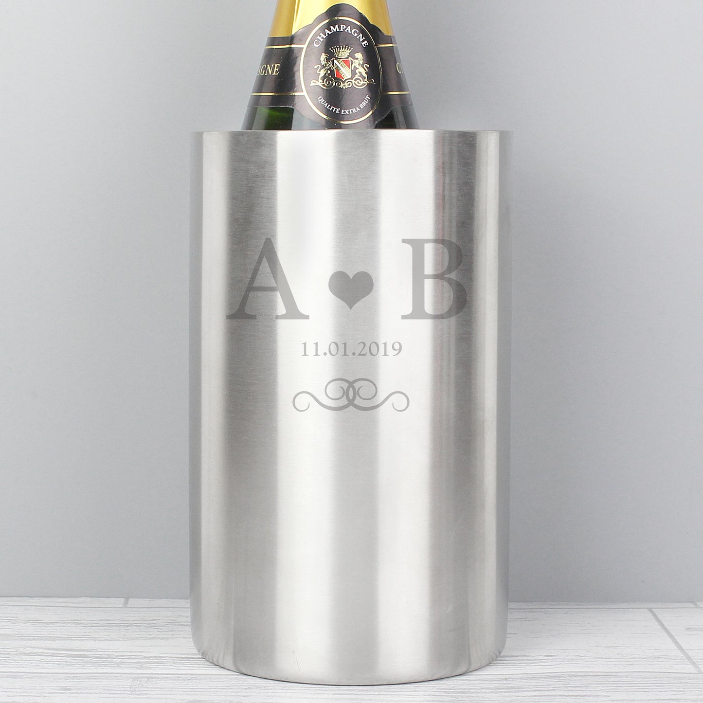 Personalised Monogram Stainless Steel Wine Cooler - MK&JD Gifts