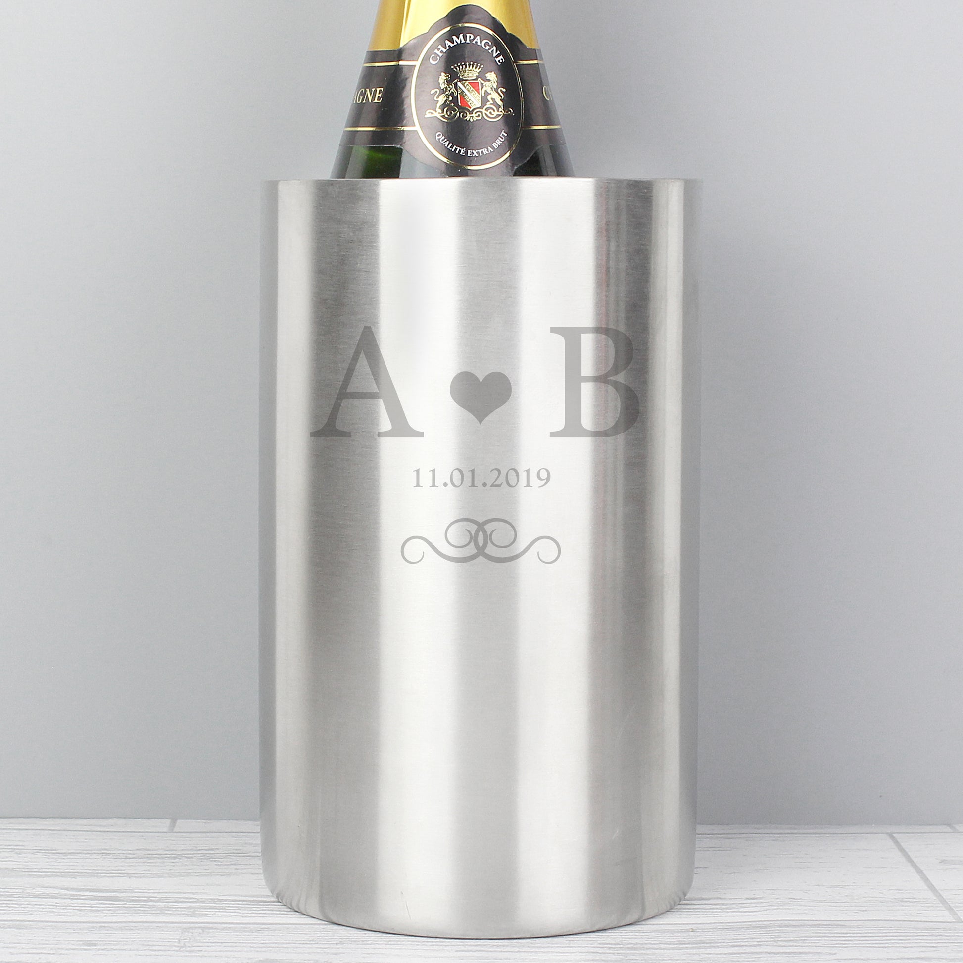 Personalised Monogram Stainless Steel Wine Cooler - MK&JD Gifts