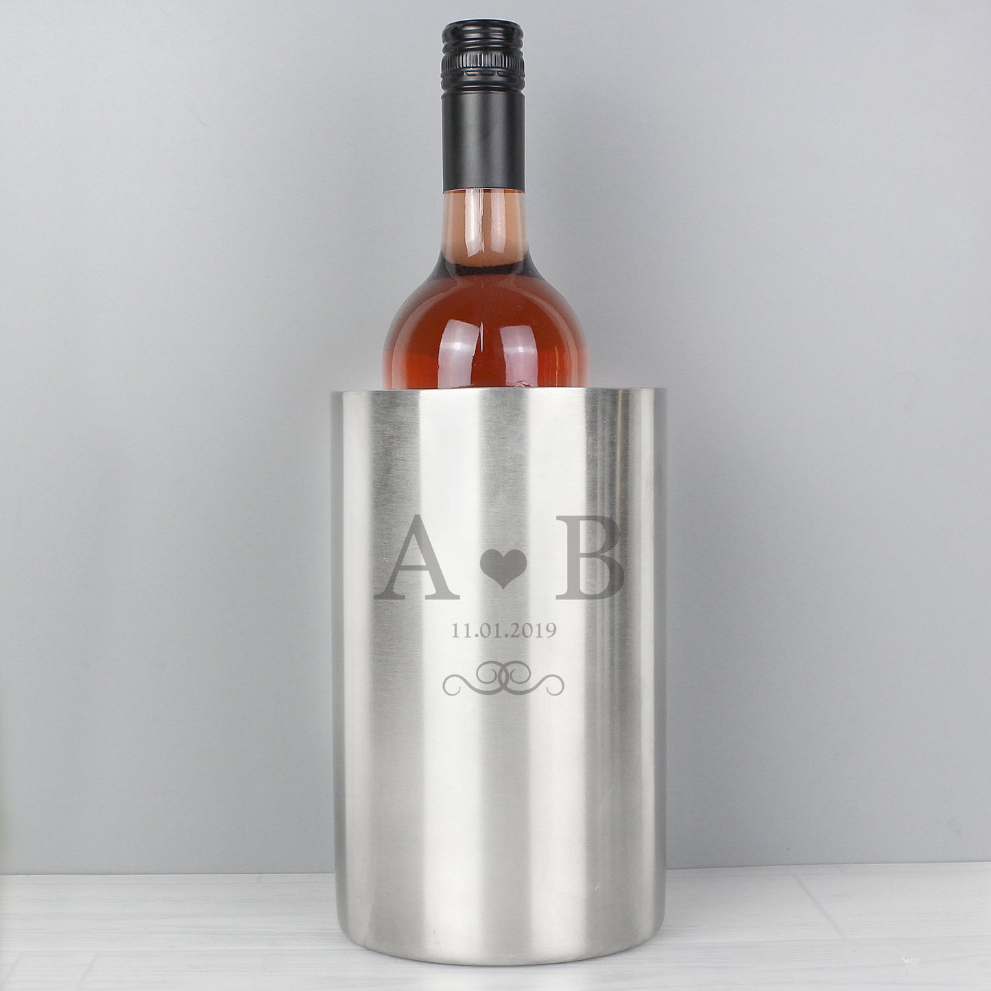 Personalised Monogram Stainless Steel Wine Cooler - MK&JD Gifts