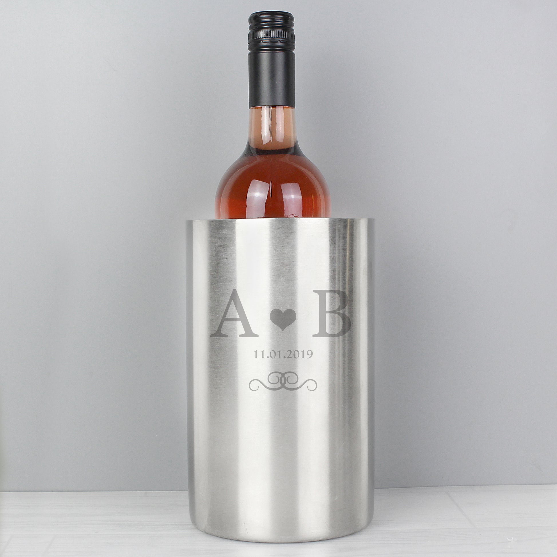 Personalised Monogram Stainless Steel Wine Cooler - MK&JD Gifts