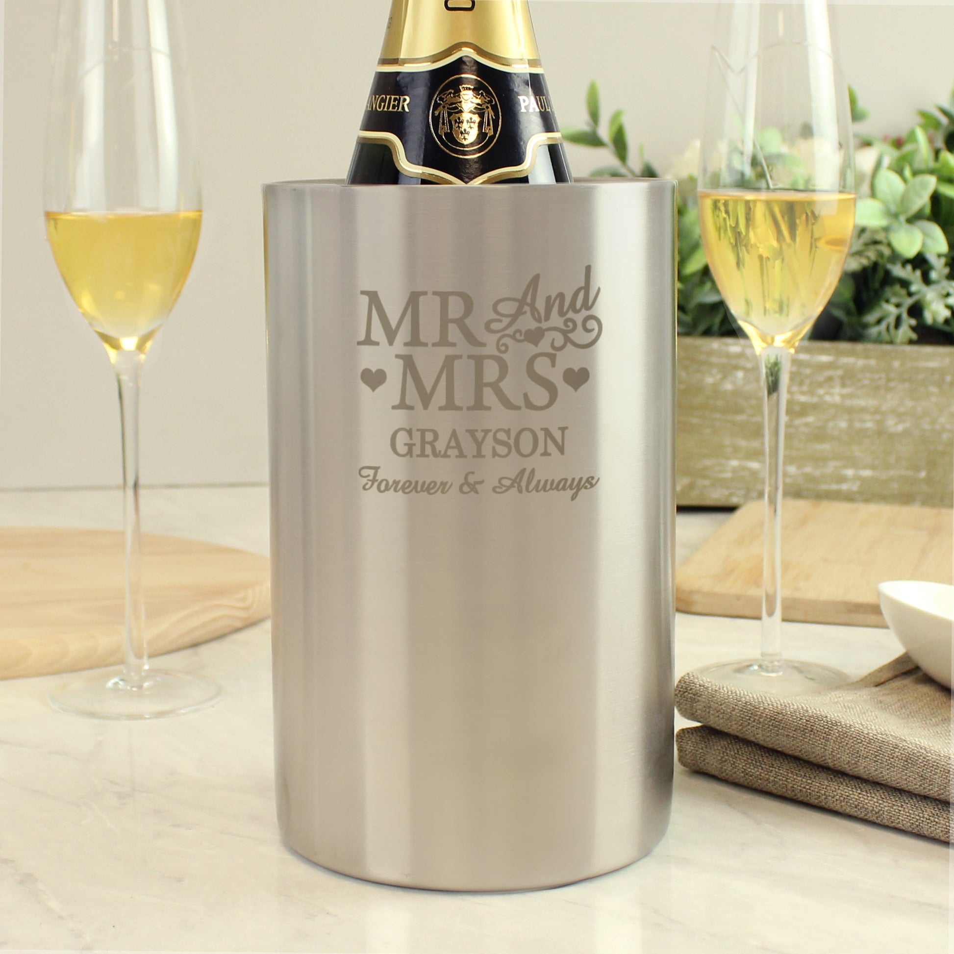 Personalised Mr & Mrs Wine Cooler - MK&JD Gifts