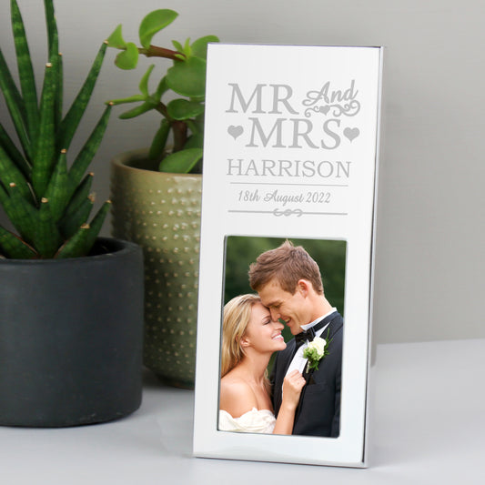 Personalised Small Mr & Mrs 2x3 Silver Photo Frame - MK&JD Gifts