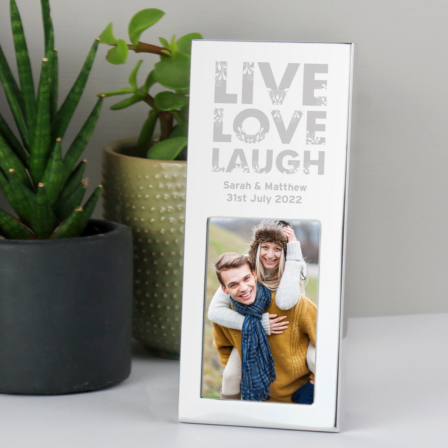Personalised Small Live Love Laugh 2x3 Silver Photo Frame - MK&JD Gifts