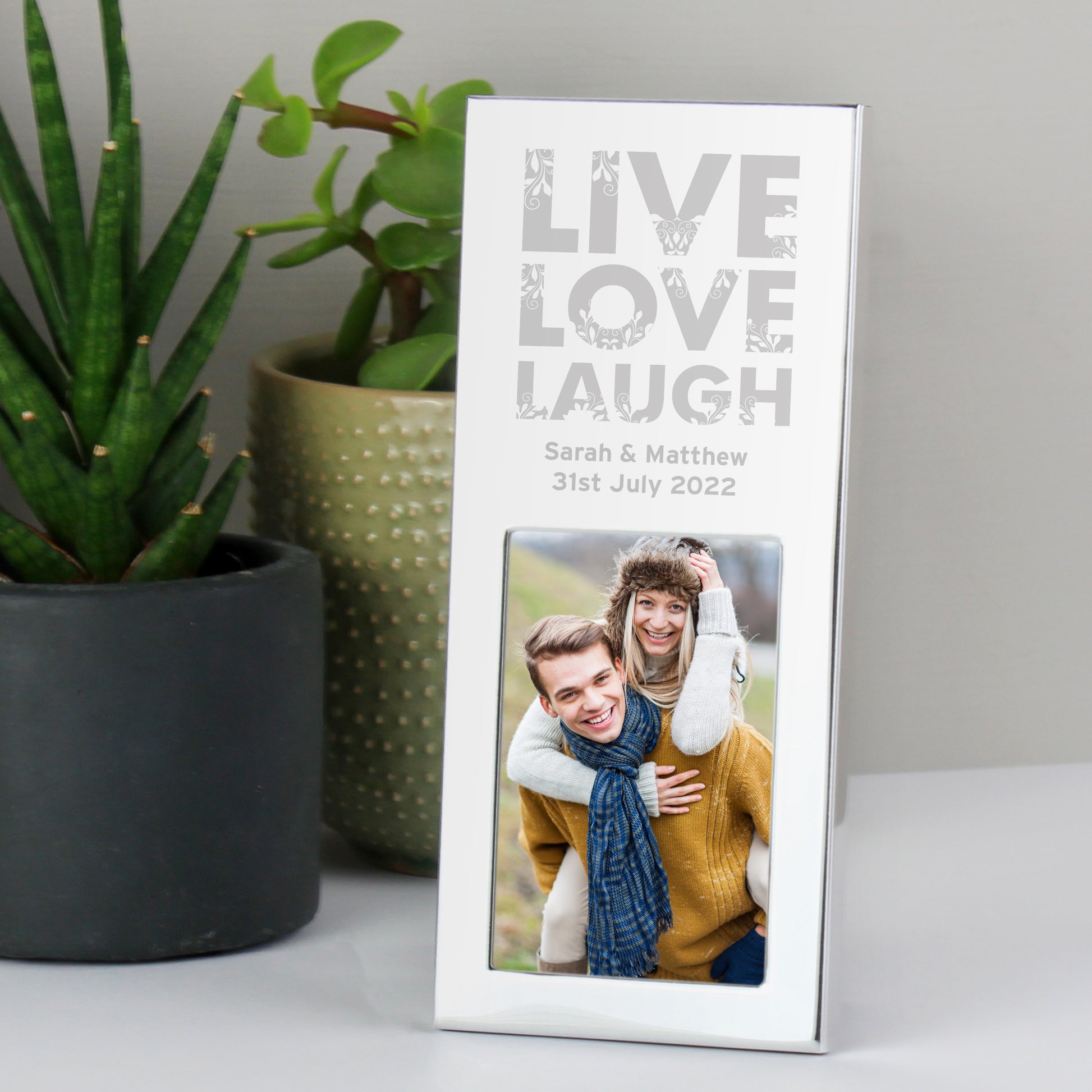 Personalised Small Live Love Laugh 2x3 Silver Photo Frame - MK&JD Gifts