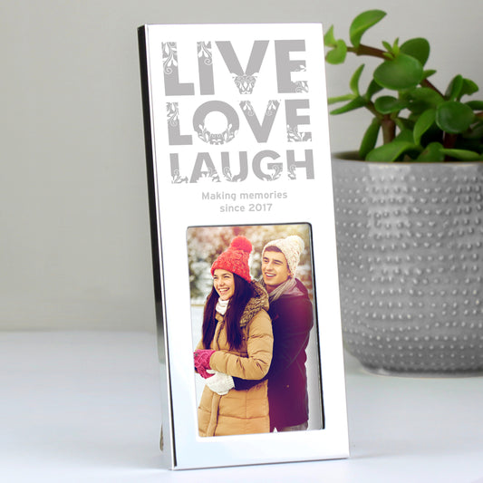 Personalised Small Live Love Laugh 2x3 Silver Photo Frame - MK&JD Gifts