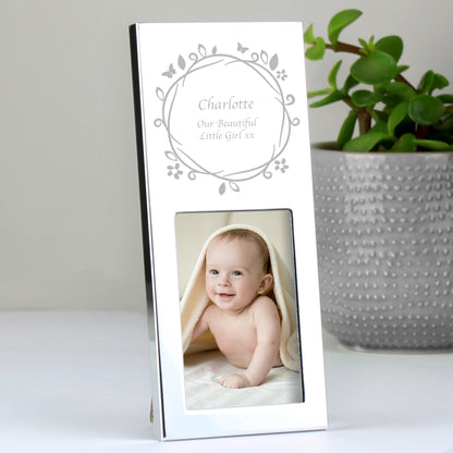 Personalised Small Butterfly Swirl 2x3 Silver Photo Frame - MK&JD Gifts