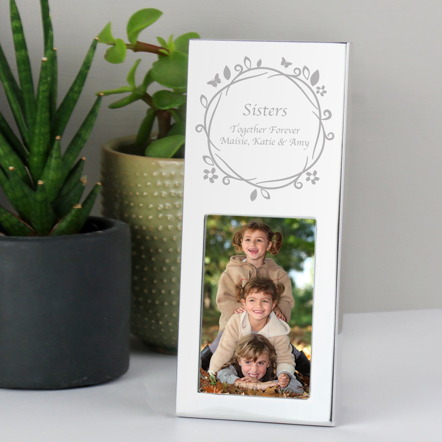 Personalised Small Butterfly Swirl 2x3 Silver Photo Frame - MK&JD Gifts