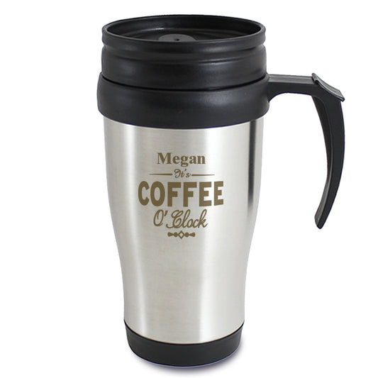 Personalised Coffee O'Clock Travel Mug - MK&JD Gifts