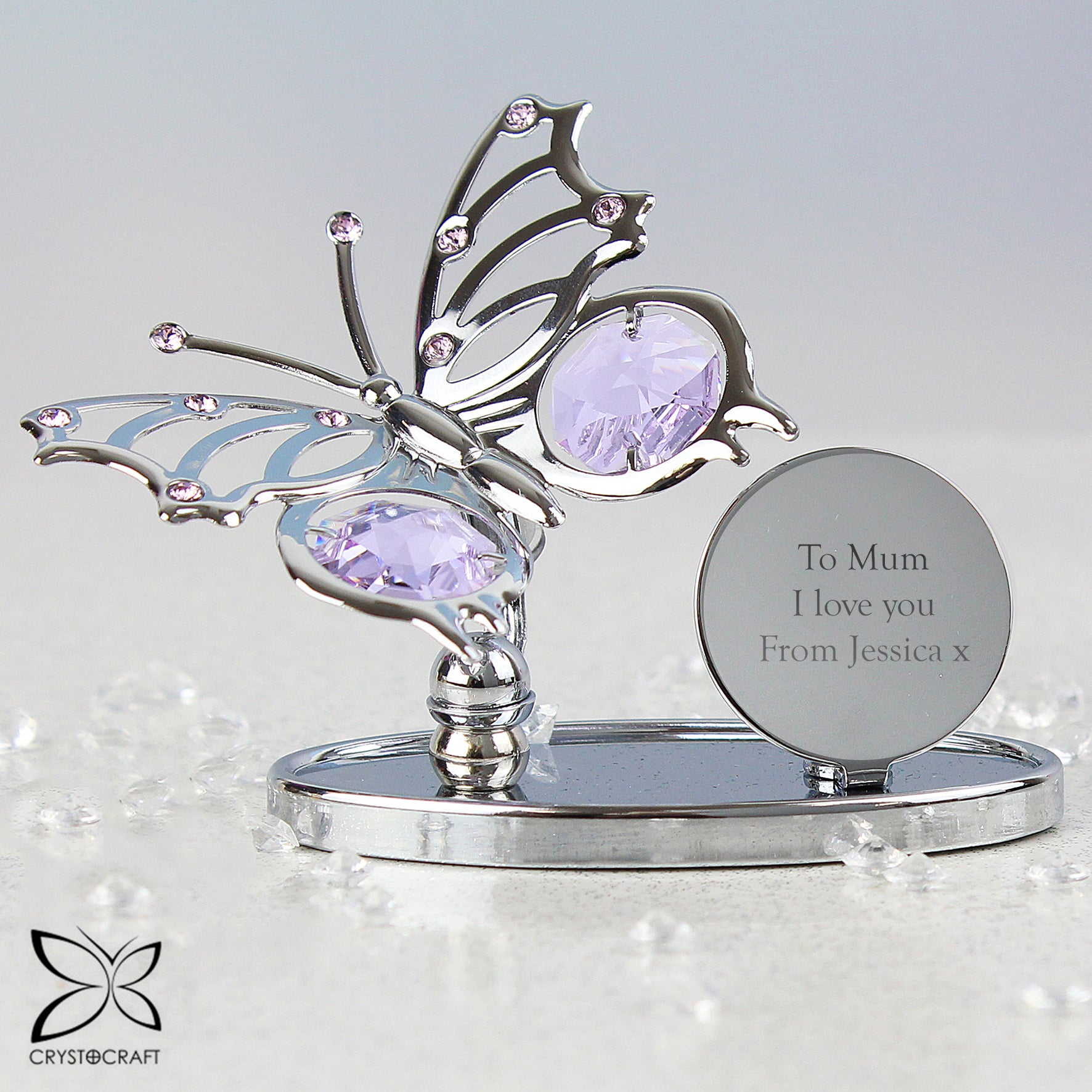Personalised Crystocraft Butterfly Ornament - MK&JD Gifts