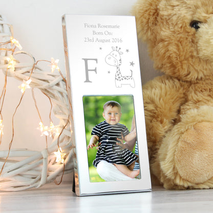 Personalised Hessian Giraffe Small 2x3 Silver Photo Frame - MK&JD Gifts