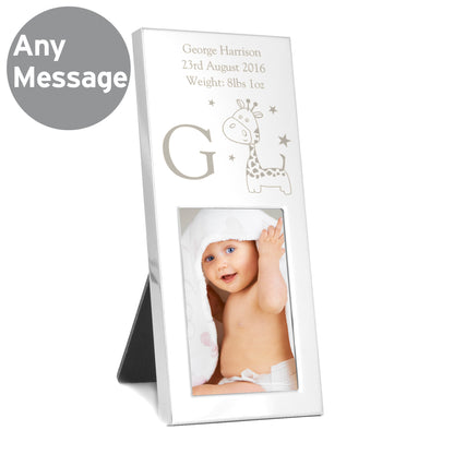 Personalised Hessian Giraffe Small 2x3 Silver Photo Frame - MK&JD Gifts