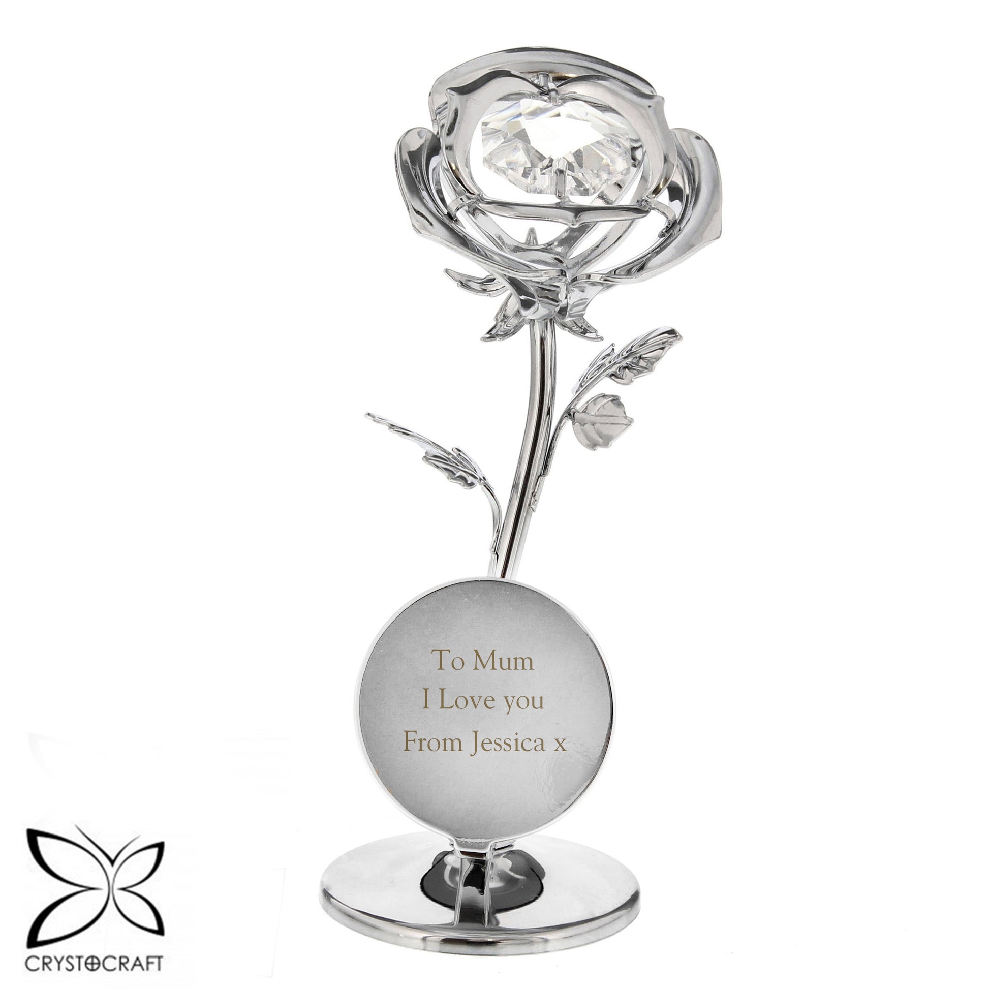 Personalised Crystocraft Rose Ornament - MK&JD Gifts