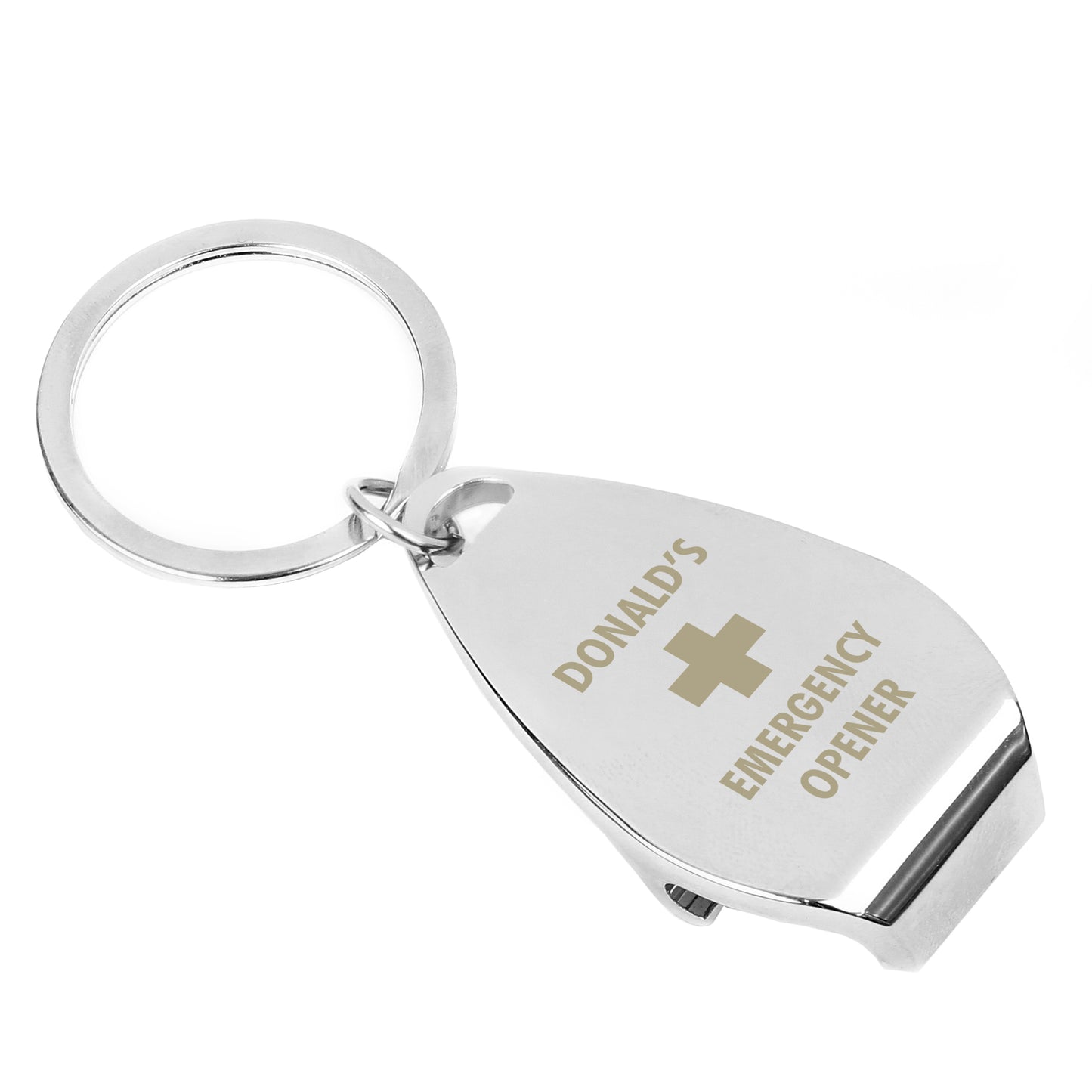 Personalised Emergency Bottle Opener Keyring - MK&JD Gifts