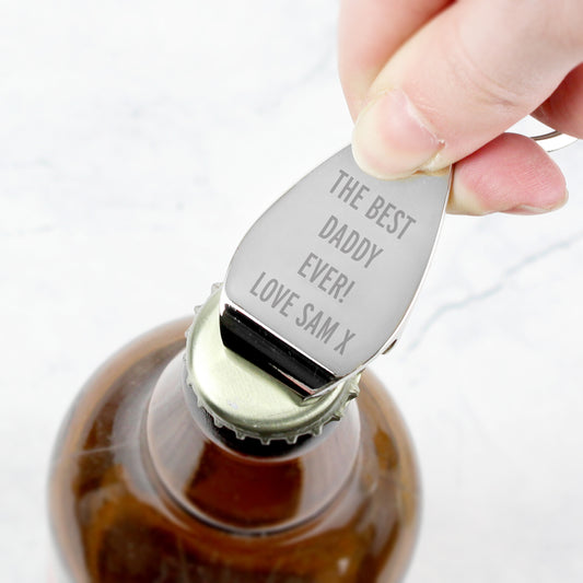 Personalised Any Message Bottle Opener Keyring - MK&JD Gifts