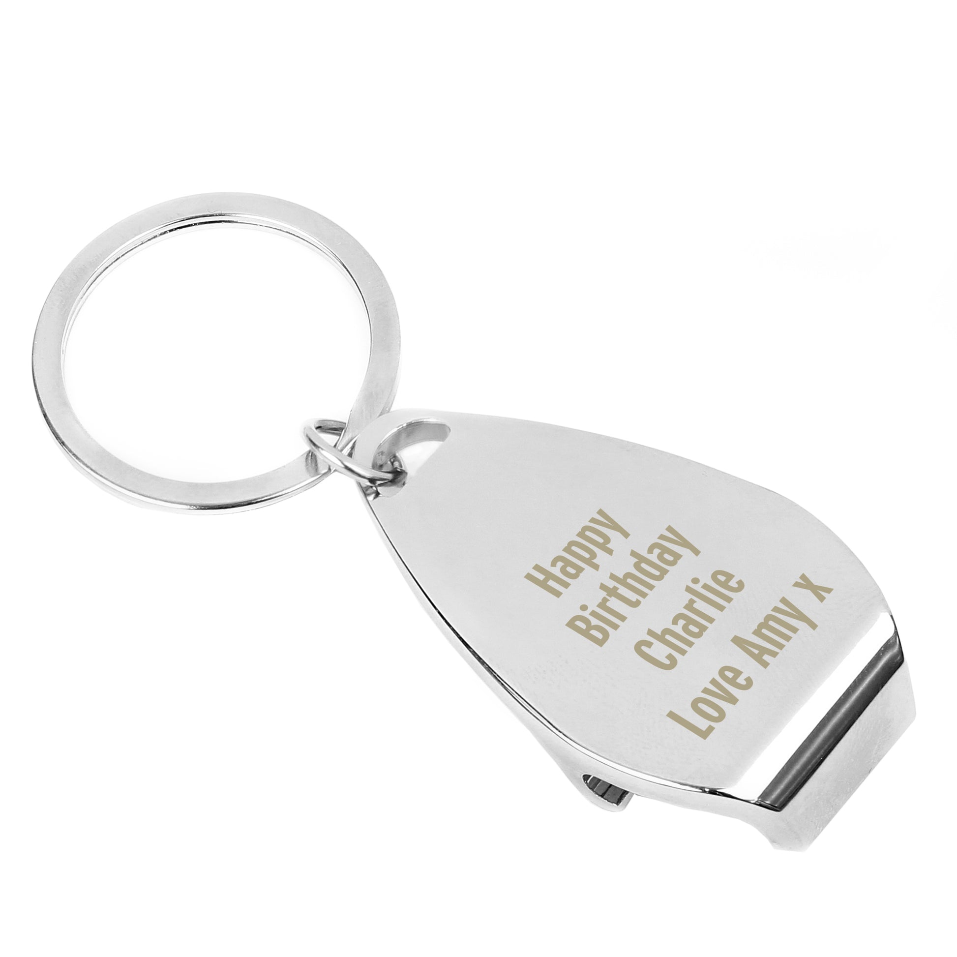 Personalised Any Message Bottle Opener Keyring - MK&JD Gifts