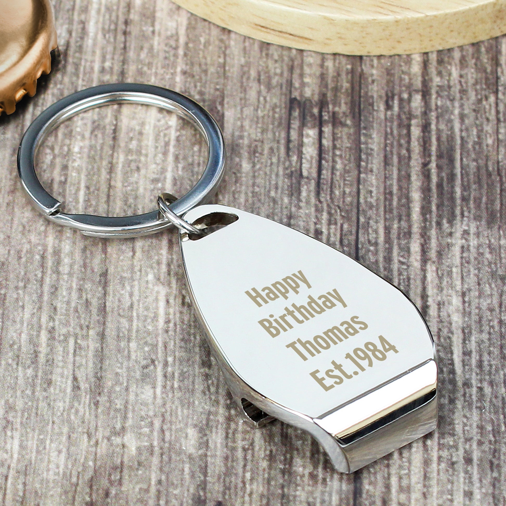 Personalised Any Message Bottle Opener Keyring - MK&JD Gifts