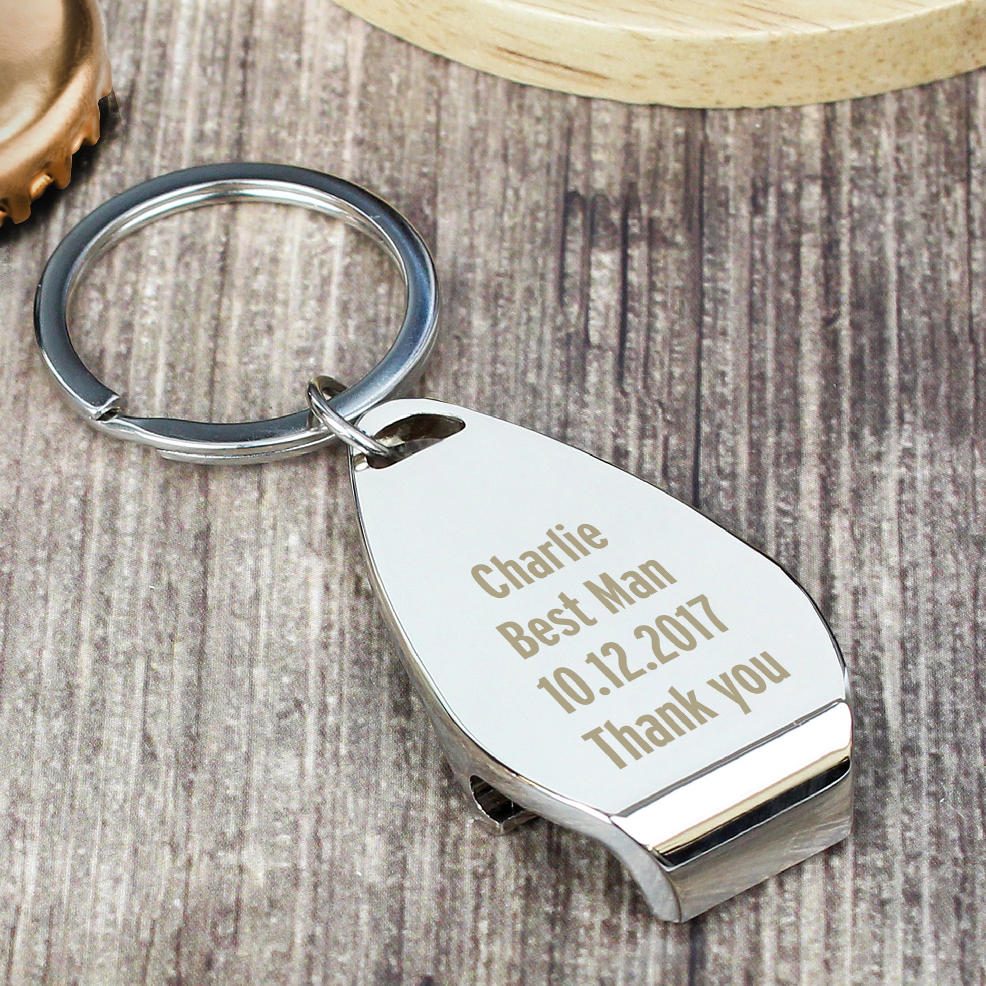 Personalised Any Message Bottle Opener Keyring - MK&JD Gifts