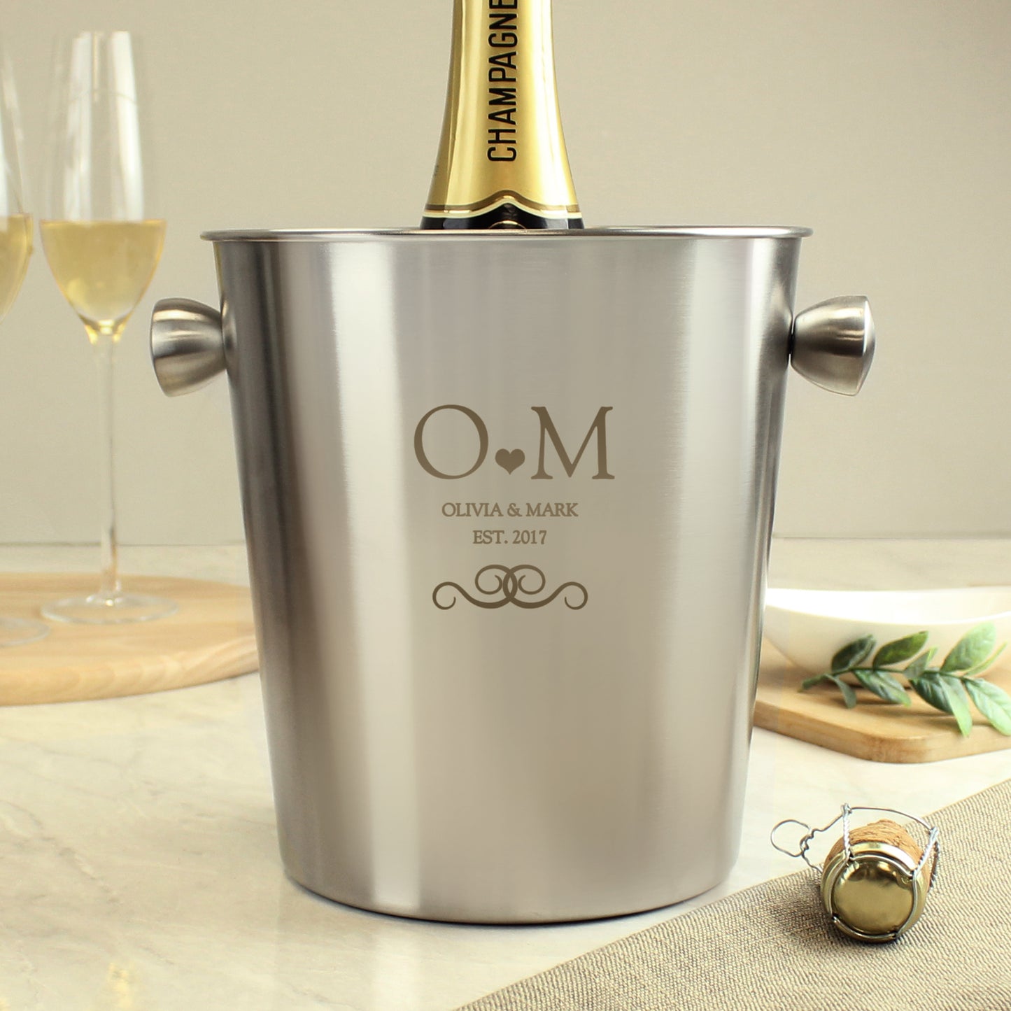 Personalised Monogram Stainless Steel Ice Bucket