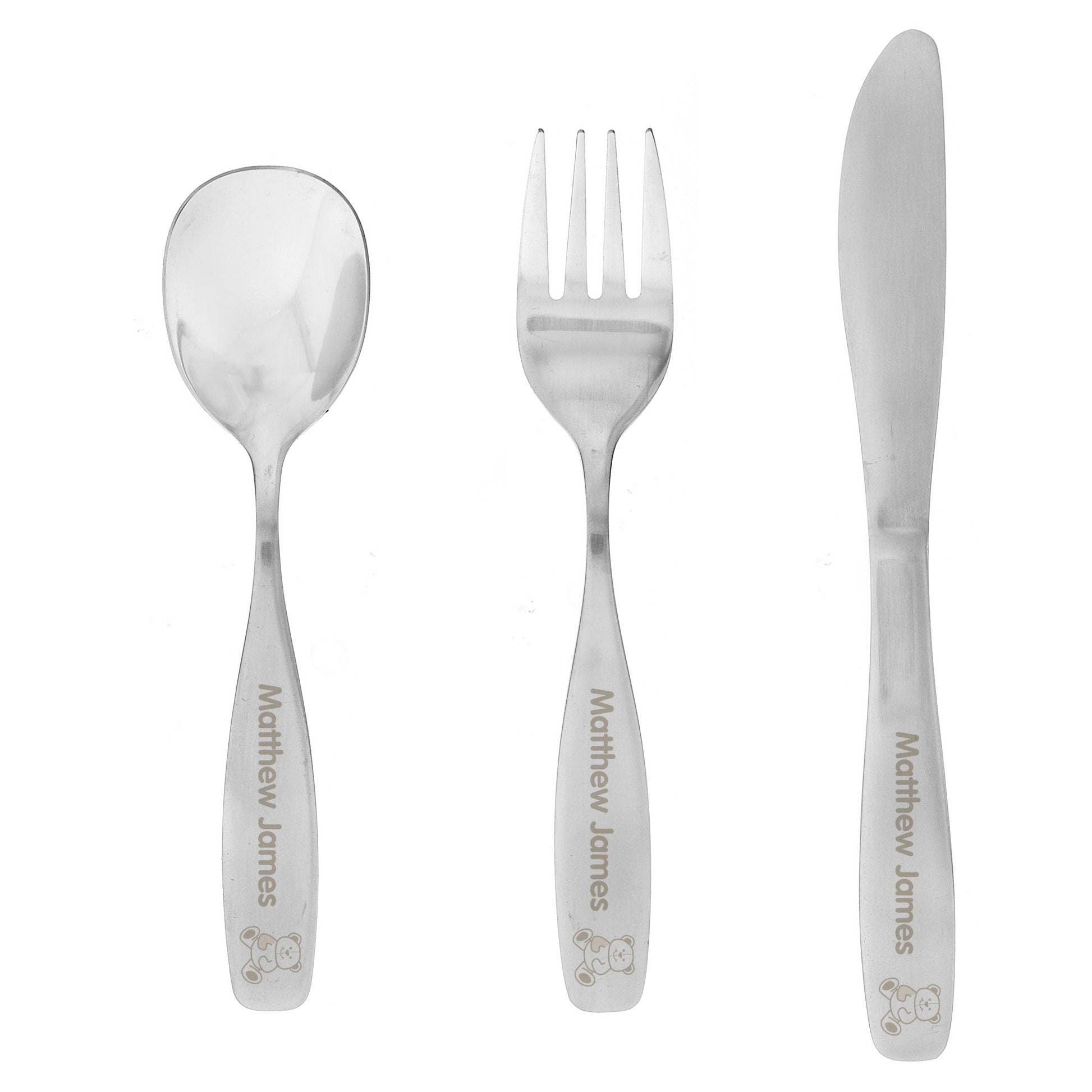 Personalised 3 Piece Teddy Cutlery Set - MK&JD Gifts