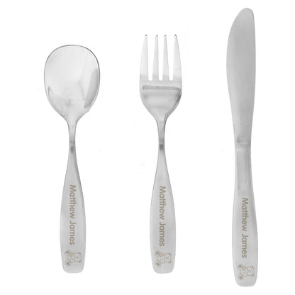 Personalised 3 Piece Teddy Cutlery Set - MK&JD Gifts