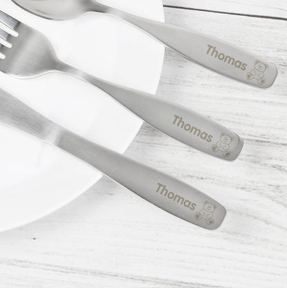 Personalised 3 Piece Teddy Cutlery Set - MK&JD Gifts