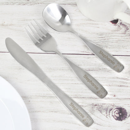 Personalised 3 Piece Teddy Cutlery Set - MK&JD Gifts