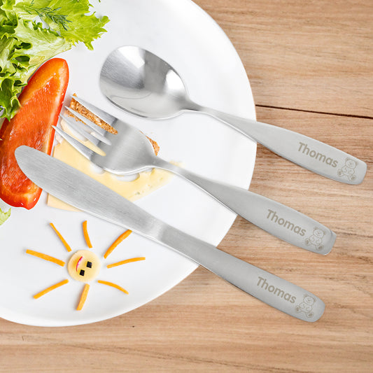 Personalised 3 Piece Teddy Cutlery Set - MK&JD Gifts