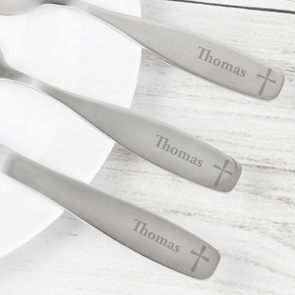 Personalised 3 Piece Cross Cutlery Set - MK&JD Gifts