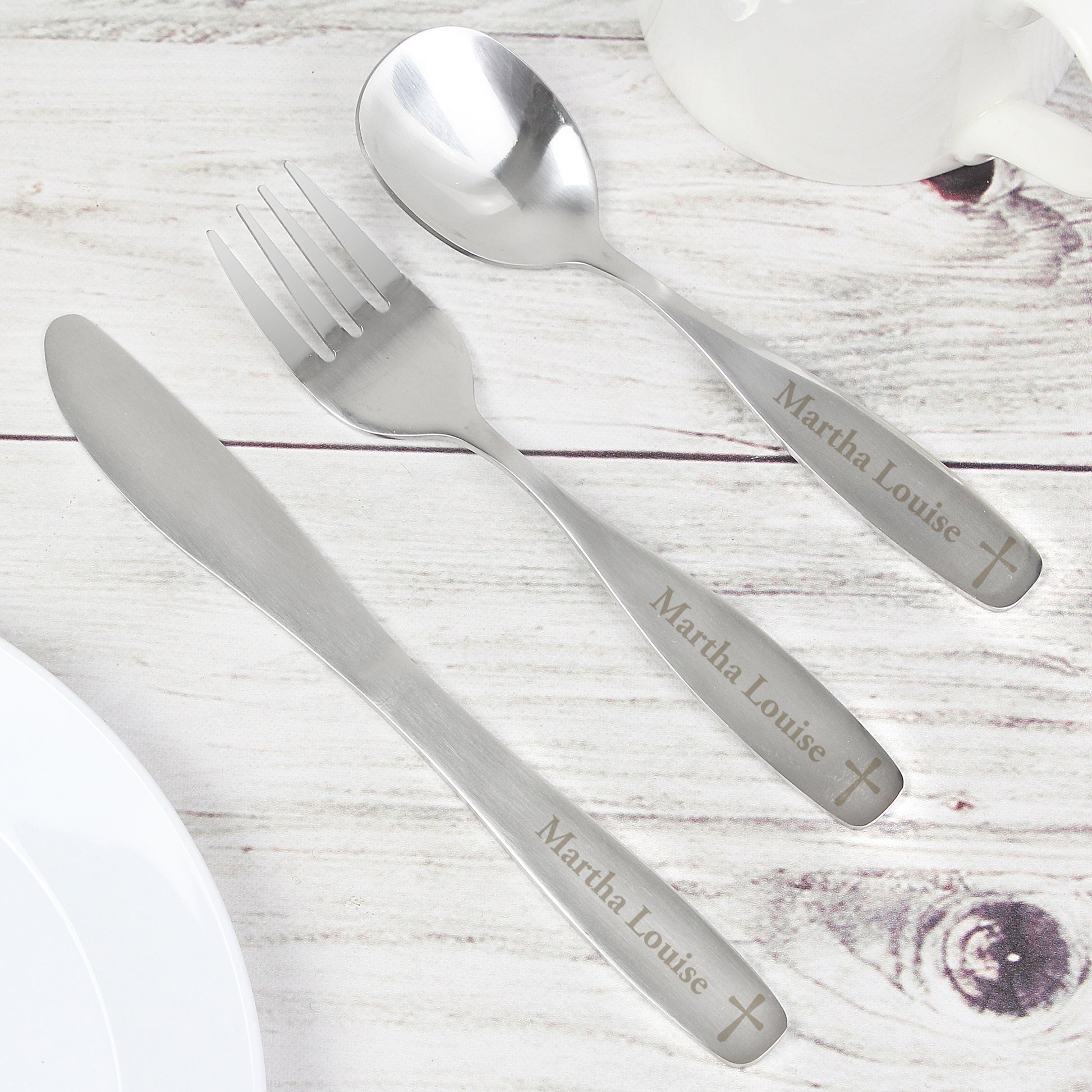 Personalised 3 Piece Cross Cutlery Set - MK&JD Gifts